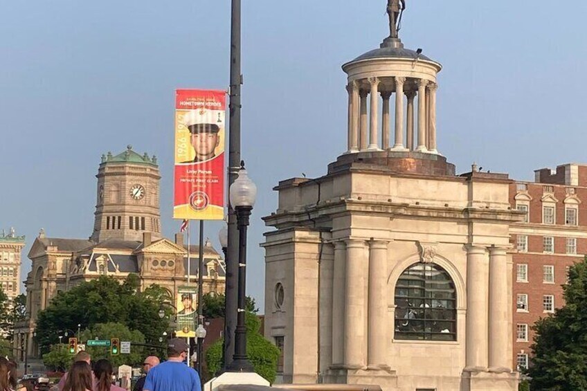 Walk back in history as you cross the bridge and explore the Soldiers, Sailors, and Pioneers Monument