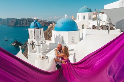 Oia Flying Dress Photoshoot Santorini