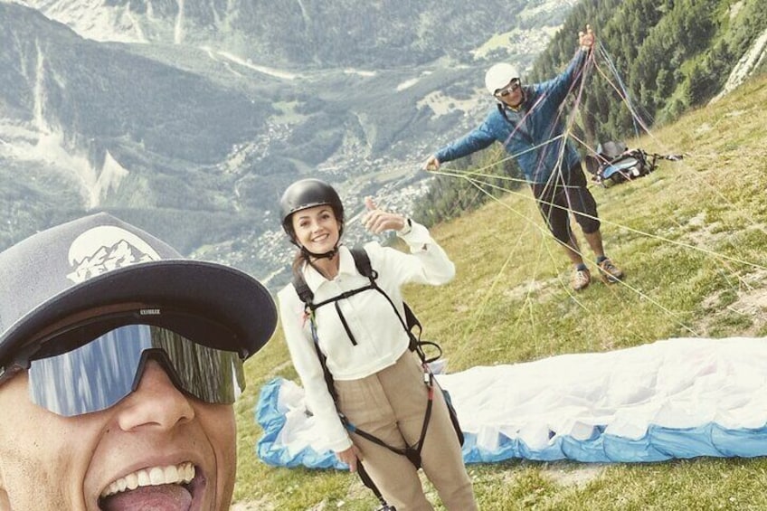 Nicoline exited for her first flight in Chamonix!