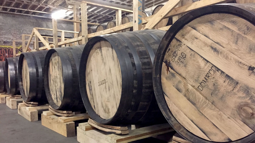 Barrels at a distillery in Tennessee
