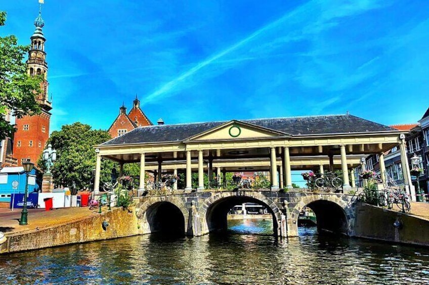 The famous Koornbrug (Corn bridge) next to the City hall-Leiden.