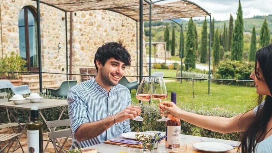 Aperitif on the Terrace of Podere Montale at Sunset