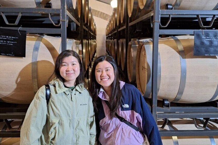 Guests in the barrel room