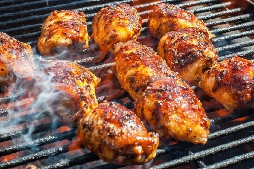 live cooking of chicken bbq