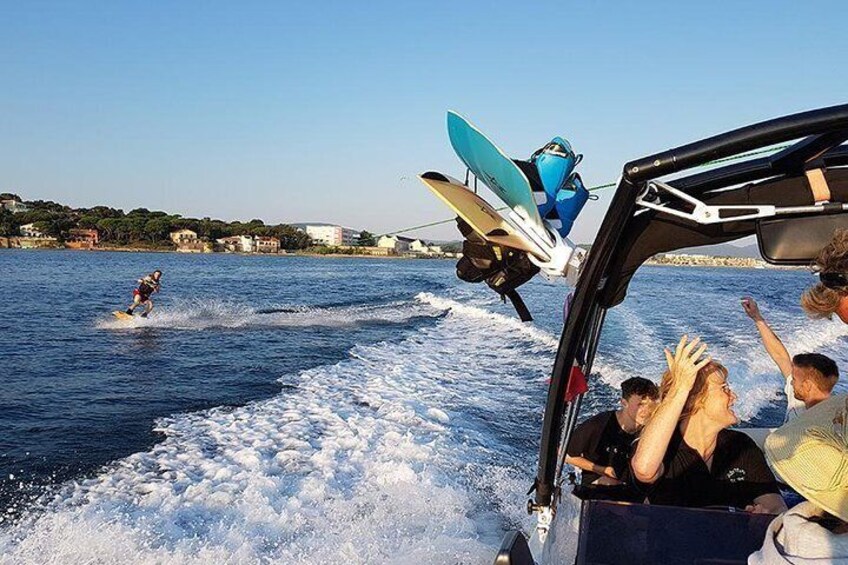 Private Boat Charter and Wakeboarding (or water skiing) in Bay of St Tropez