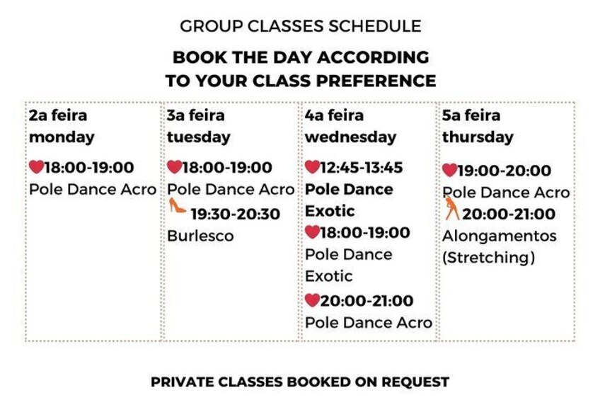 group classes schedule