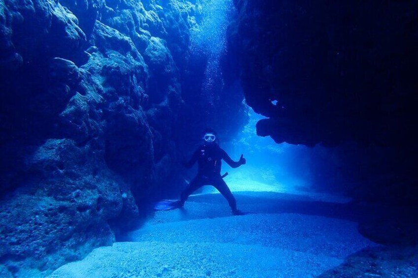 Underwater caverns at Sesoko island.