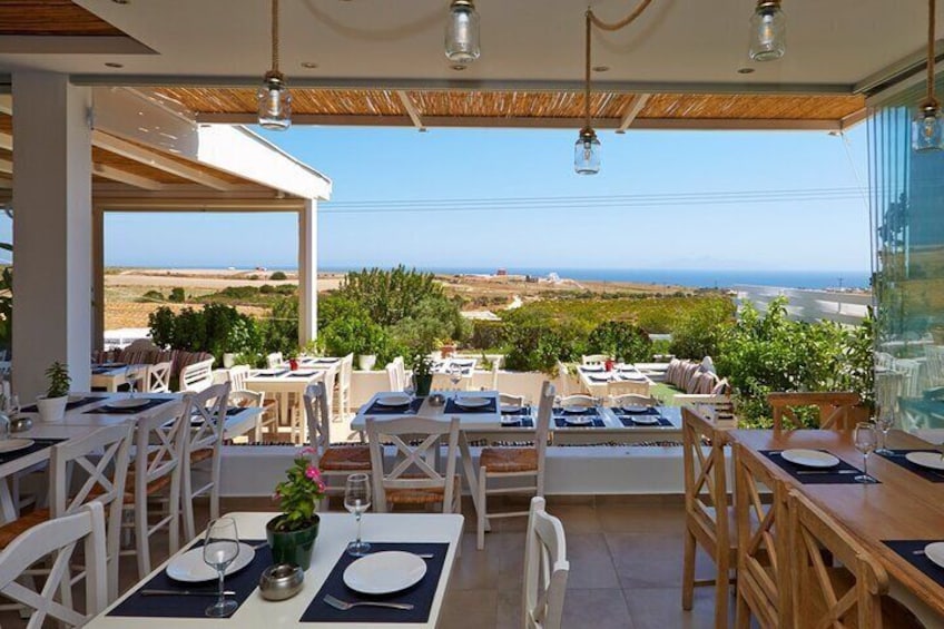 Interior area overlooking the gardens and the Aegean Sea
