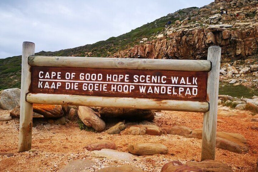 Scenic walk starting point from the cape of good hope to cape point. 