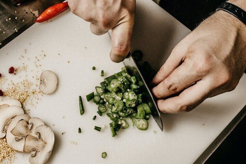 Cutting veggies