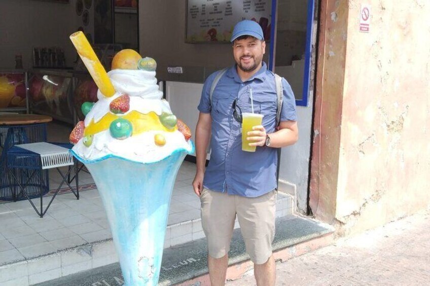 A traditional "agua fresca" is a must to fight Merida's heat.