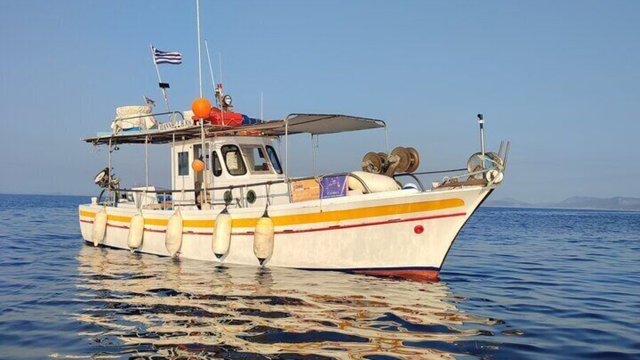 Our traditional wooden fishing boat, spacious for everyone to enjoy a day at sea