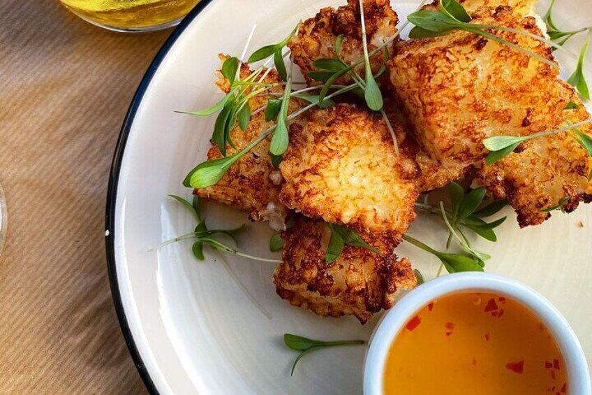 Brazilian Fried Cheese Cubes with Chili