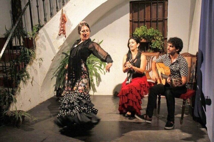 Dancing in the tablao La Corrala, Seville.