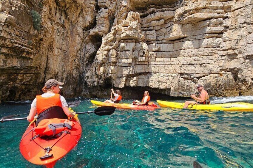 Pula: Blue Cave Kayak Tour, Snorkeling and Cliff Jumping