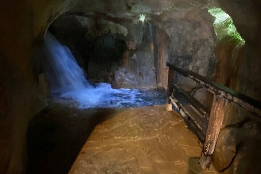 The entrance to the natural cave at Krka Natural Park made by the force of water