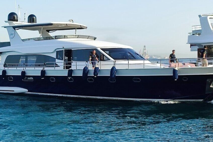 luxury yatch at sunset cruise at bosphorus