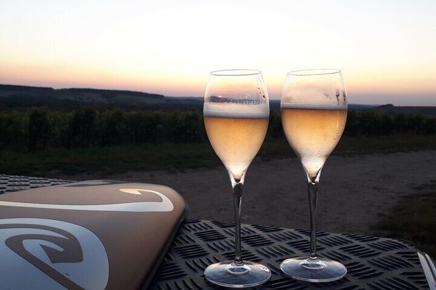 Sunset and Champagne tasting in the Vineyard