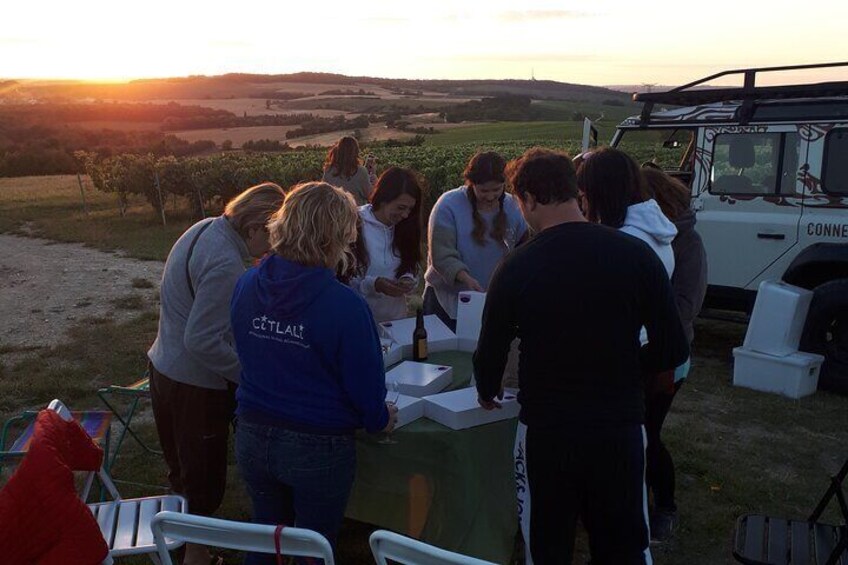 Sunset and Champagne tasting in the Vineyard