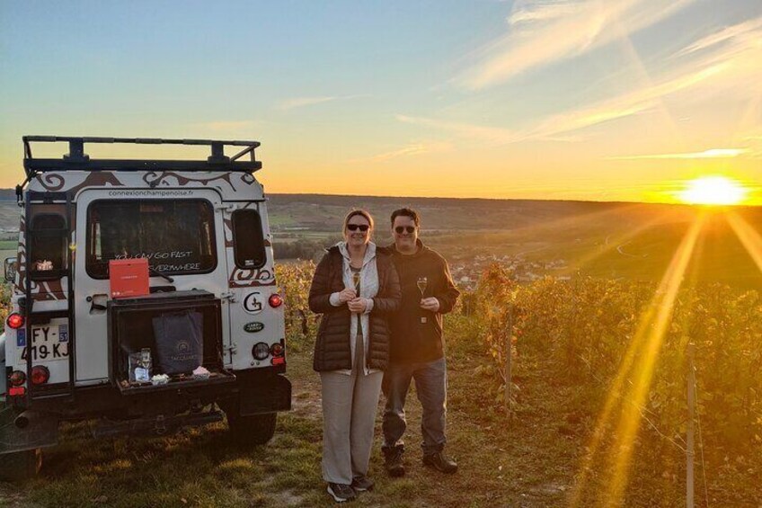 Sunset and Champagne tasting in the Vineyard