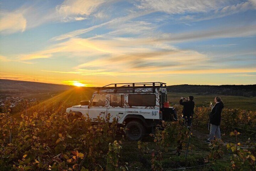 Sunset and Champagne tasting in the Vineyard