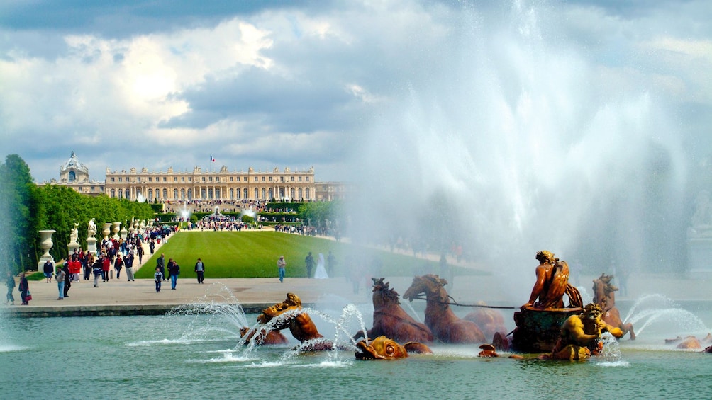 Statues in a fountain at the Palace of Versailles
