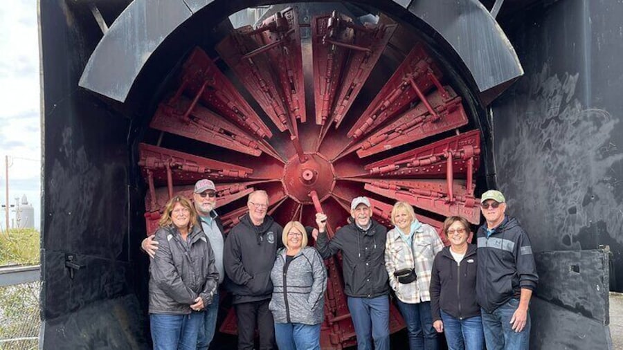 Our Welcome Anchorage guests, enjoying one of our photo stops- the Train Snow Plow