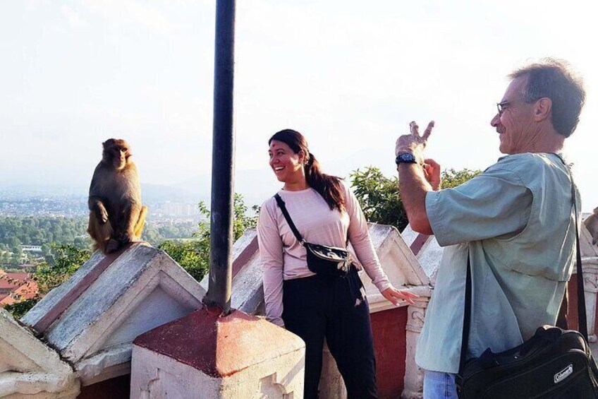 Travelers at the Monkey Temple
