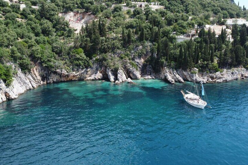 Full Day Cruise from Corfu in Classic Wooden Vessel, Swim & BBQ