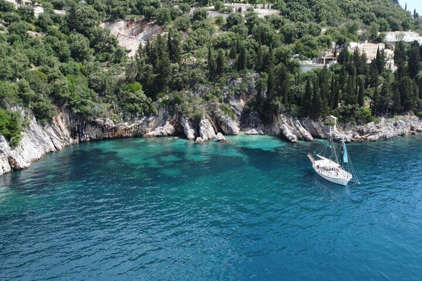 Full Day Cruise from Corfu in Classic Wooden Vessel, Swim & BBQ