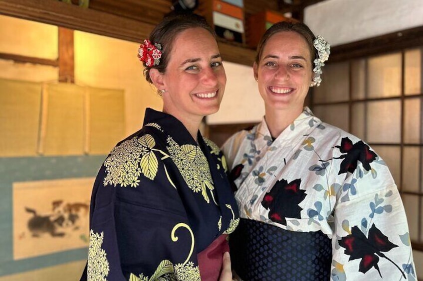 A Unique Antique Kimono and Tea ceremony Experience in English 