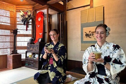 A Unique Antique Kimono and Tea ceremony Experience in English