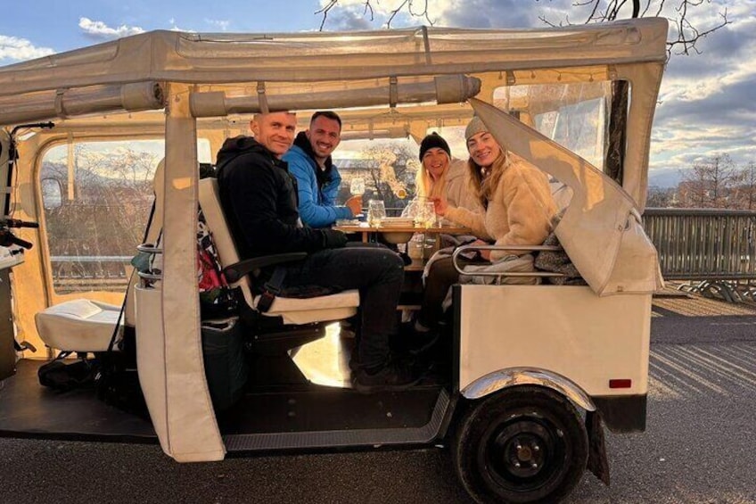 Fondue and wine private Tuk Tuk tour in Geneva