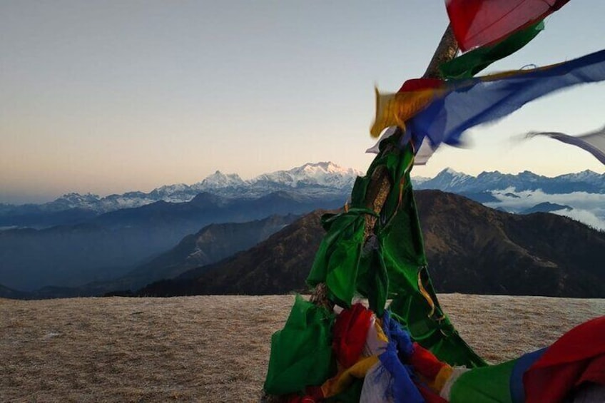 Prayer flags with Kanchenjunga in the back ground