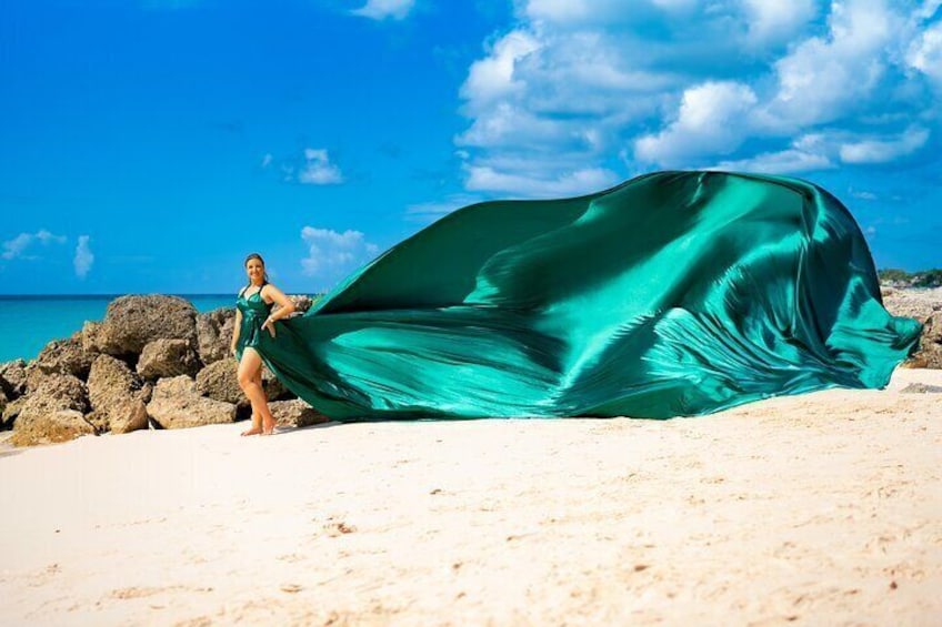 Flying Dress Photoshoot in Barbados