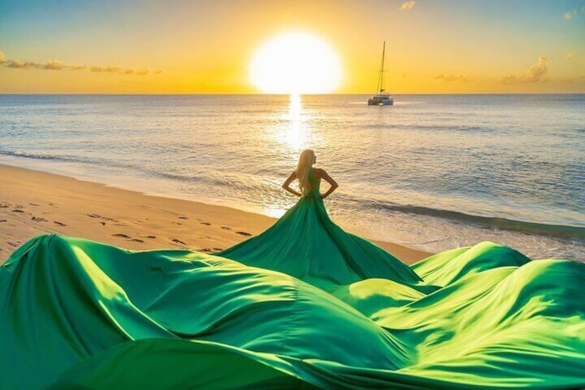 Flying Dress Photoshoot in Barbados