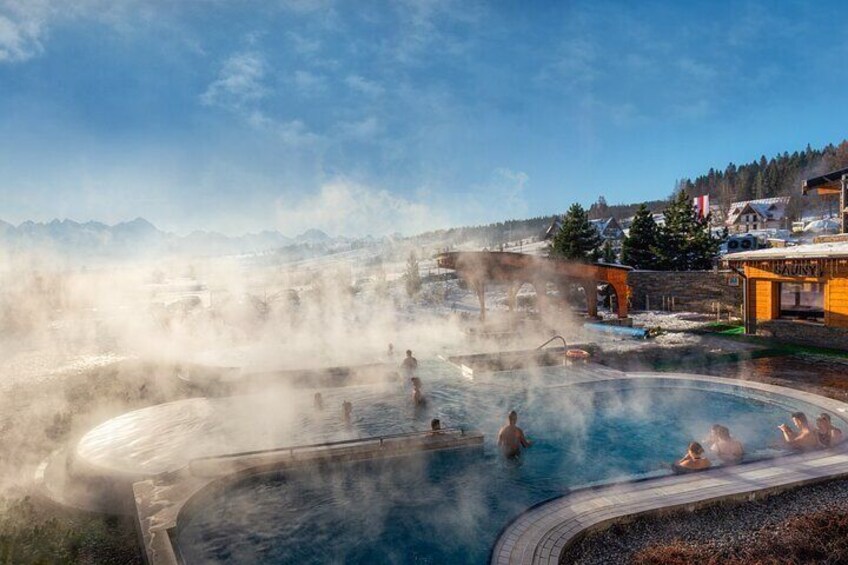 Mountains view thermal spa resort near Zakopane with hotel pickup