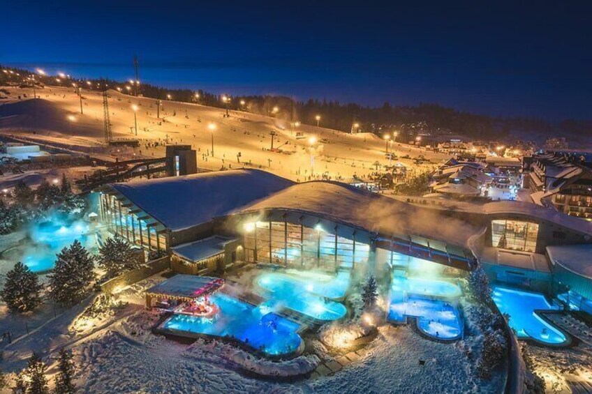 Mountains view thermal spa resort near Zakopane with hotel pickup