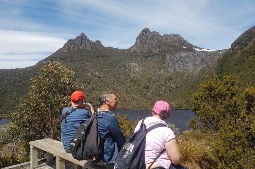 Enjoying the view of Cradle Mountain with wildtasmaniatours.com