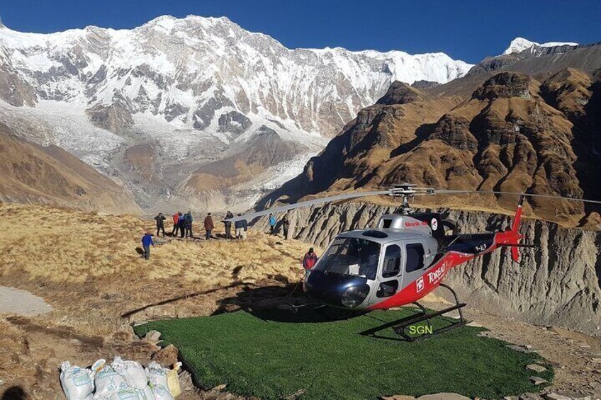 Annapurna Basecamp Helicopter landing