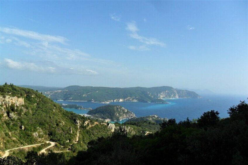 View of Paleokastritsa Bay from the top of the hill
