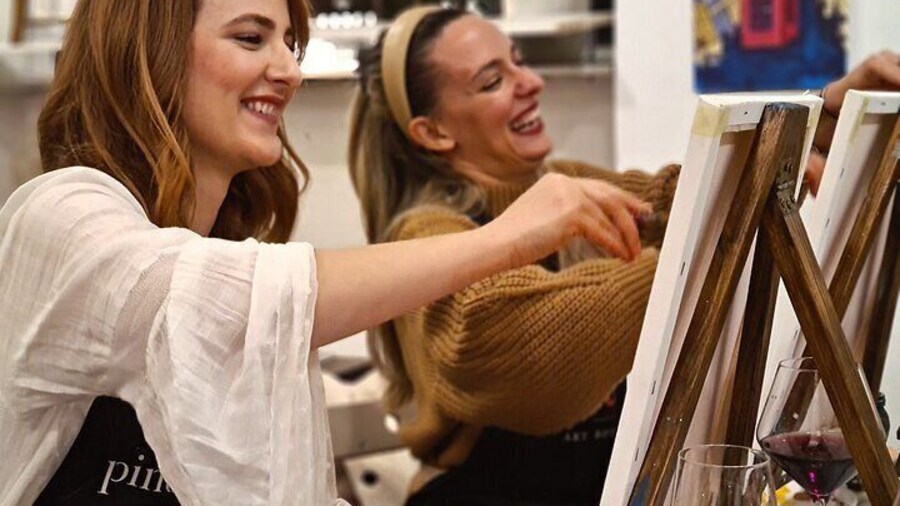 Relax and enjoy painting party with unlimited wine!