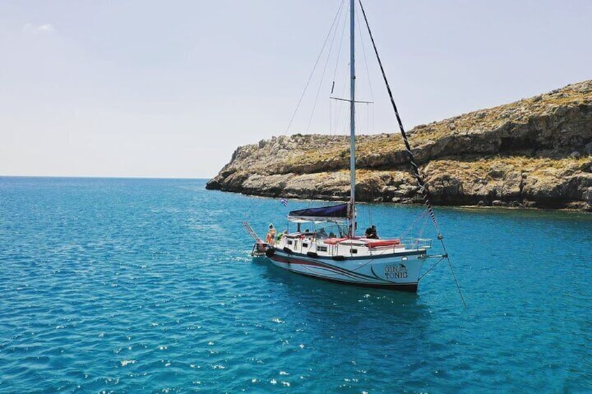 Crystal clear waters is where we sail to. Drone footage from Agathi bay