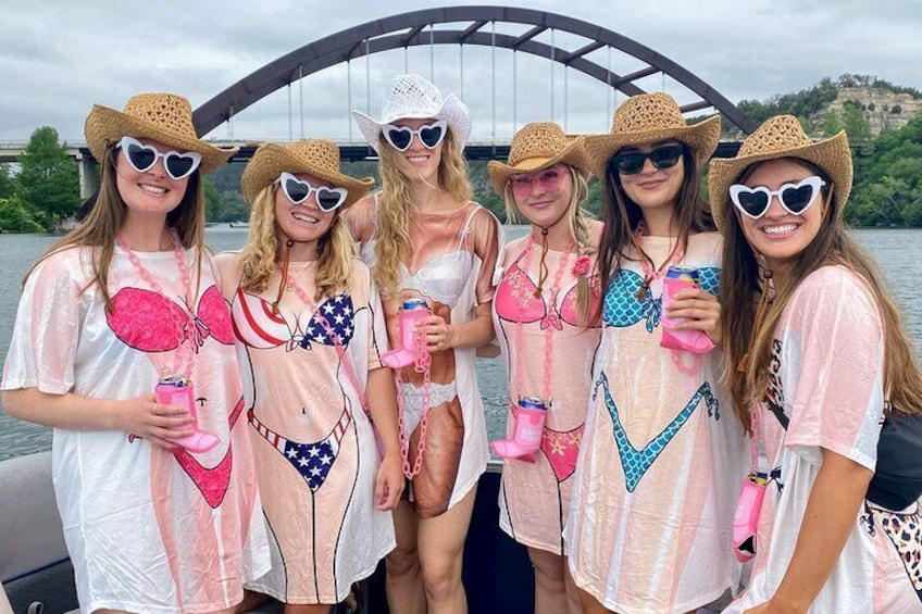 Bachelorette Party Pic Under Austin's Pennybacker Bridge