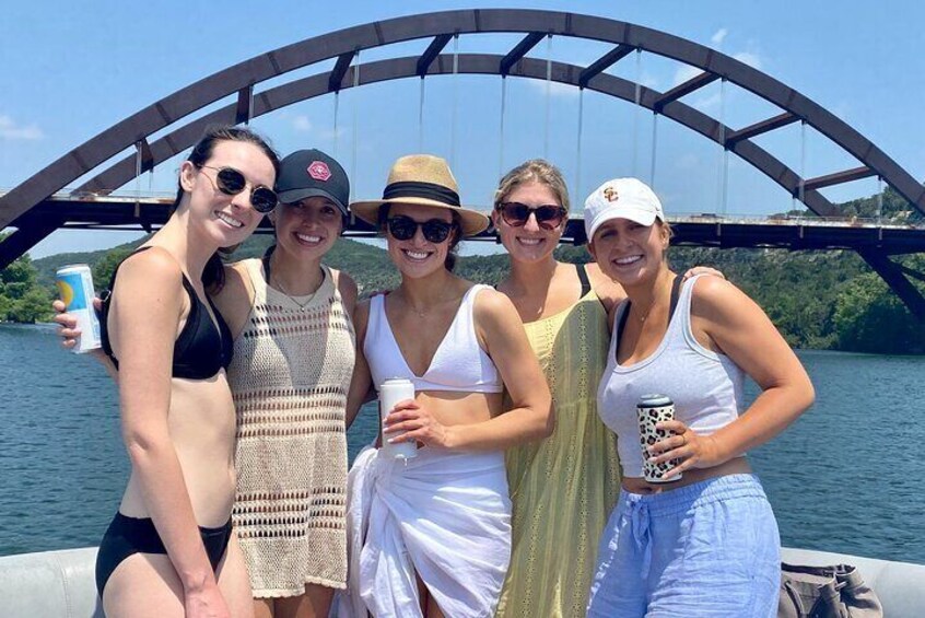 Starting the bachelorette party under the Pennybacker Bridge