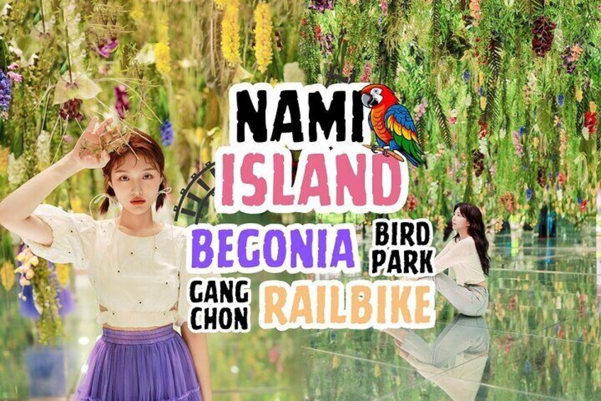 Nami Island and Begonia Bird Park Tour from Seoul (opt Railbike)