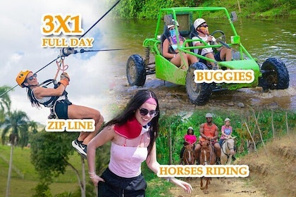 Full Pack Buggies + Horses + Zip Line + Food in Punta Cana