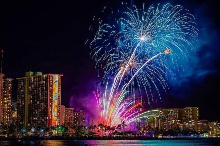 Friday Night Fireworks on the Mana Kai Catamaran