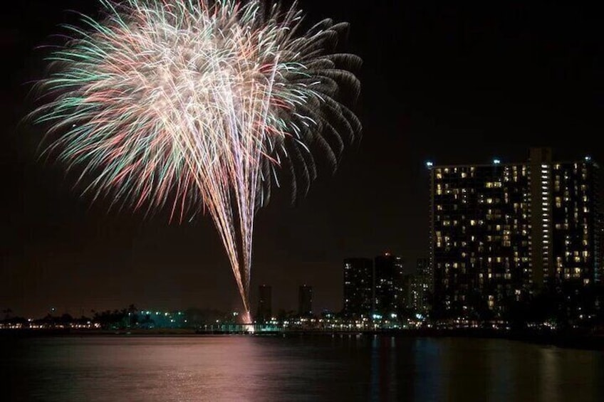 Friday Night Fireworks on the Mana Kai Catamaran