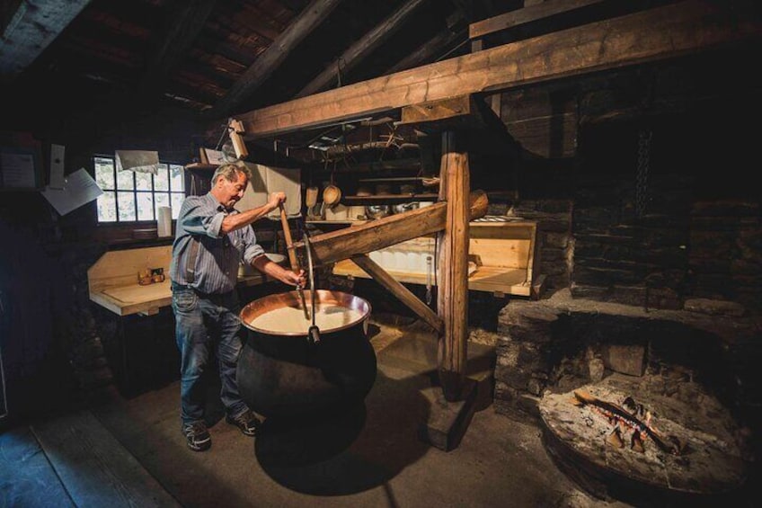 The craft of cheese making is demonstrated daily.